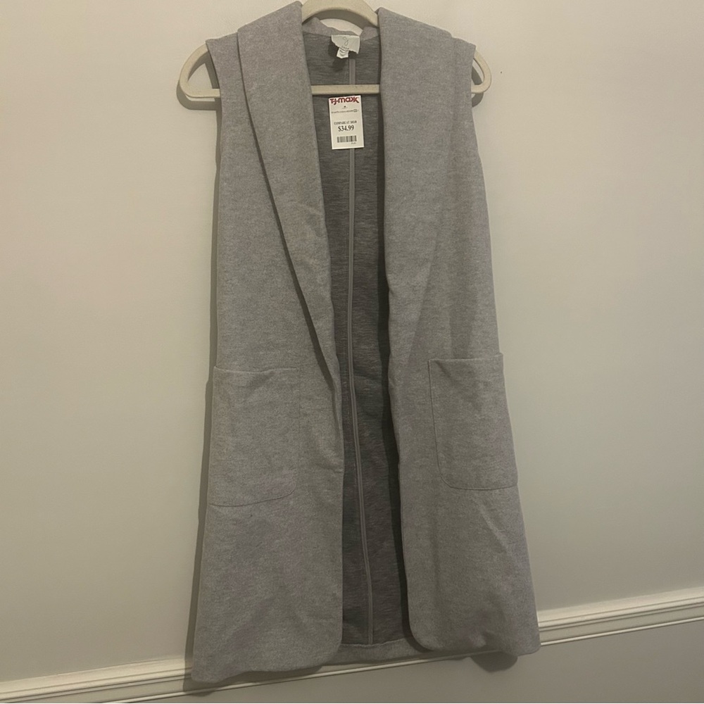 Joie Grey Long Vest Coat Sz XS X-Small nwt